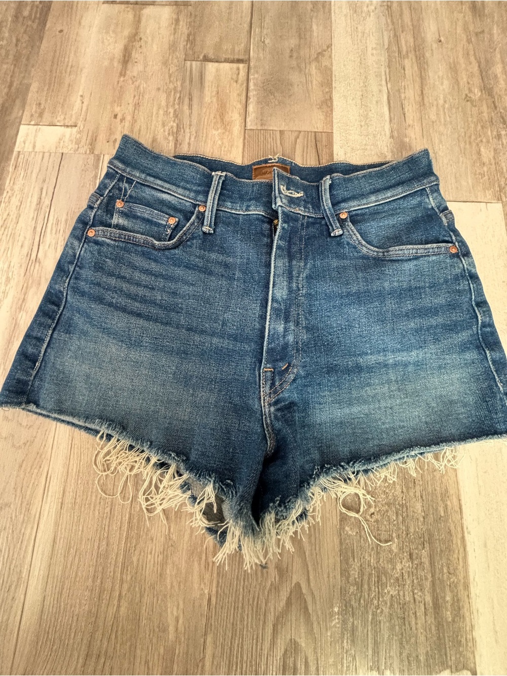 MOTHER High-Rise Blue Denim Cutoff Shorts